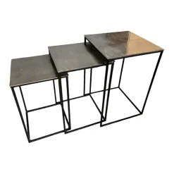 3 Satztisch Kala K 201 Platte Aluminium Silberfarbig Gestell RAL 9005 Tiefschwarz Lackiert