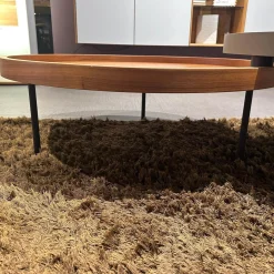 2 Satztisch Platte Nussbaum Natur Lackiert Furniert Und MDF Softlack RAL 7006 Beige Grau Füße Schwarz Lackiert