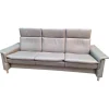3 Sitzer Sofa Aurora Leder Paloma Silver Grey Grau Füße Edelstahl Poliert Rund