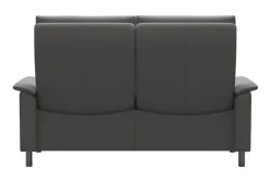 2 Sitzer Sofa Aurora Leder Paloma Silver Grey Grau Füße Edelstahl Poliert Rund