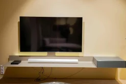 Air-Board ARL 2000 Metall Champagne Matt Pulverbeschichtet Beige Grau Front und Auflage Colour Glas Granit Grau Inklusive Beleuchtung Und Mediaparket