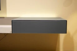 Air-Board ARL 2000 Metall Champagne Matt Pulverbeschichtet Beige Grau Front und Auflage Colour Glas Granit Grau Inklusive Beleuchtung Und Mediaparket