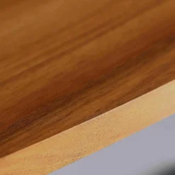 Aliz Massivholztisch Platte Eliptisch Nussbaum Oberfläche Geölt Gestell Aluminium Poliert