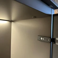 Anbaukombination Wall System Lack Matt Tortora Piombo Grau Vitrine Rauchglas