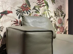 Anbausofa Leder Lipano Oliva Grün Fuß Lackiert Matt Bronze Mit Hocker Lounge Ville Und Rückenkissen