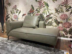 Anbausofa Leder Lipano Oliva Grün Fuß Lackiert Matt Bronze Mit Hocker Lounge Ville Und Rückenkissen