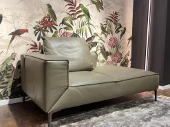 Anbausofa Leder Lipano Oliva Grün Fuß Lackiert Matt Bronze Mit Hocker Lounge Ville Und Rückenkissen