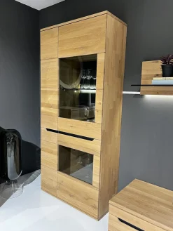 Anbauwand Ameno Wildeiche Massiv Bianco Geölt Inklusive LED Beleuchtung