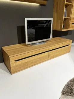 Anbauwand Ameno Wildeiche Massiv Bianco Geölt Inklusive LED Beleuchtung