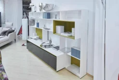 Anbauwand Flat C Glas Schwarz Lackfarbe Gips