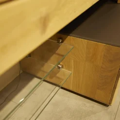 Anbauwand Laguna Wildeiche Massiv Bianco Geölt Mit LED-Beleuchtung