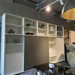 Anbauwand Studimo Lack Matt Kristallweiß Klappgriff Alufarbig Silber Schiebetür Glas Optiwhite Anthrazit