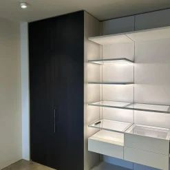 Ankleide Collect Plus Korpus Lack Greige Beige Front Raucheiche Dunkel Schwarz Mit Beleuchtung