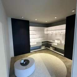 Ankleide Collect Plus Korpus Lack Greige Beige Front Raucheiche Dunkel Schwarz Mit Beleuchtung