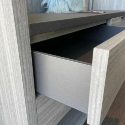 Ankleide Gliss Master Korpus Böden Rückwand aus Zirbelkiefer Silber mit Beleuchtung