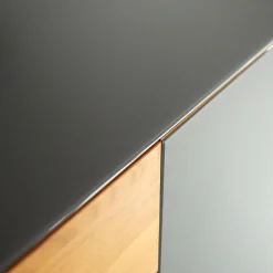 Anrichte Cubus Pure AC 297195 Kirschbaum Geölt Schiebetüre Und Abdeckplatte Glas Matt Anthrazit Füße Metall