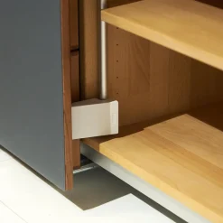 Anrichte Cubus Pure AC 297195 Kirschbaum Geölt Schiebetüre Und Abdeckplatte Glas Matt Anthrazit Füße Metall