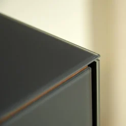 Anrichte Cubus Pure AC 297195 Kirschbaum Geölt Schiebetüre Und Abdeckplatte Glas Matt Anthrazit Füße Metall