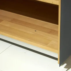 Anrichte Cubus Pure AC 297195 Kirschbaum Geölt Schiebetüre Und Abdeckplatte Glas Matt Anthrazit Füße Metall