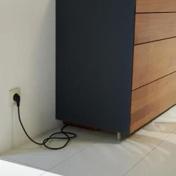 Anrichte Cubus Pure AC 297195 Kirschbaum Geölt Schiebetüre Und Abdeckplatte Glas Matt Anthrazit Füße Metall