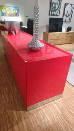 Anrichte Raumteiler 5800 Hochglanzlack Scarlatto Rot Inklusive Glasfachböden