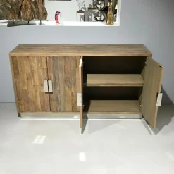 Anrichte Redmond Ulmenholz 4 Türen Sockel Edelstahl