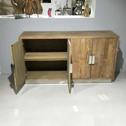 Anrichte Redmond Ulmenholz 4 Türen Sockel Edelstahl