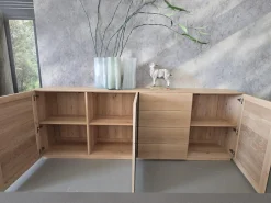 Anrichte Sideboard Farn Korpus Knorrige Eiche Puro Geölt Front Glas 6003 Olivgrün Grün Glänzend