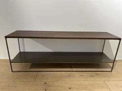 Anstelltisch Calder Platte Sucupia Furnier Gestell Metall Bronze