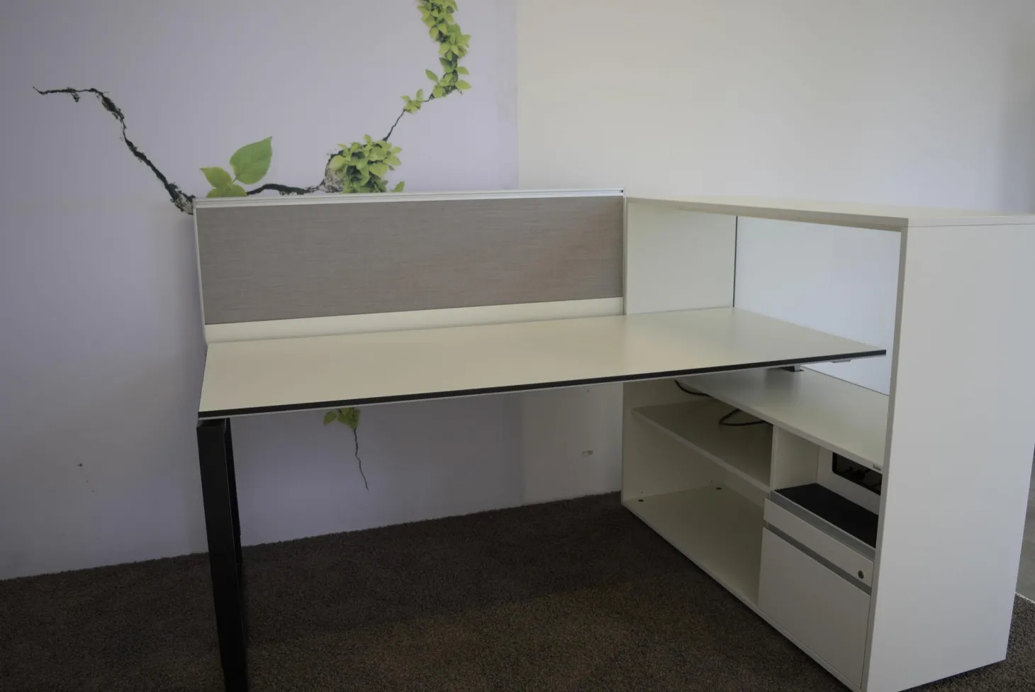 Arbeitstisch T6 Workstation Sideboard Weiß Melamin