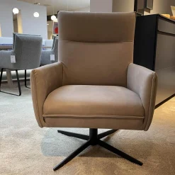 Armlehnsessel Turno Hoch Leder Velvet Inox Drehkreuz Struktur Schwarz Matt