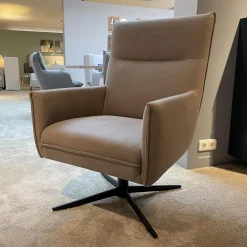 Armlehnsessel Turno Hoch Leder Velvet Inox Drehkreuz Struktur Schwarz Matt