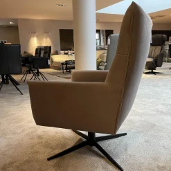 Armlehnsessel Turno Hoch Leder Velvet Inox Drehkreuz Struktur Schwarz Matt