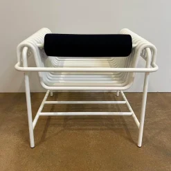 Armlehnstuhl 22 24 Gestell Gebogenes Stahlrohr Verkehrsweiß Weiß Pulverbeschichtet Mit Rückenrolle