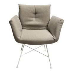 Armlehnstuhl Alvo Stoff 7208 Steingrau Schale Lack Schneeweiß Drahtgestell Schneeweiß Lackiert Mit Kunststoffgleitern