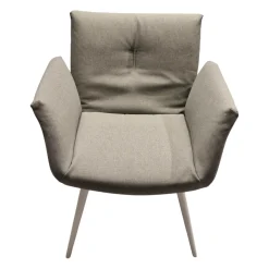 Armlehnstuhl Alvo Stoff 7208 Steingrau Schale Lack Schneeweiß Holzgestell Schneeweiß Lackiert Mit Kunststoffgleitern