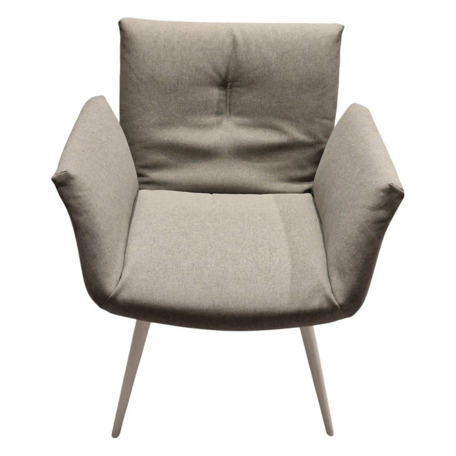 Armlehnstuhl Alvo Stoff 7208 Steingrau Schale Lack Schneeweiß Holzgestell Schneeweiß Lackiert Mit Kunststoffgleitern