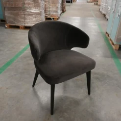 Armlehnstuhl Aston Bezug Hunt Anthrazit Gestell Massivholz Esche Lackiert Moka