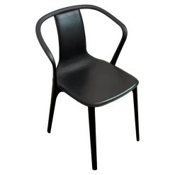 Armlehnstuhl Belleville Bezug Leder Premium Schwarz Gestell Polyamid Spritzguss Tiefschwarz