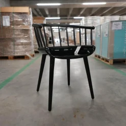 Armlehnstuhl Cyborg Stick Rücken Massivholz Esche Schwarz Gestell Polycarbonat Schwarz