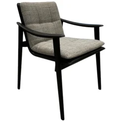 Armlehnstuhl Fynn Stoff H Bright 04 Argento Grau Gestell Massivholz Esche Gebeizt Lakritze Schwarz