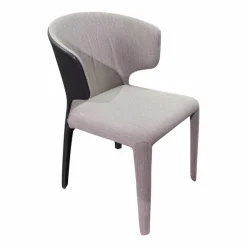 Armlehnstuhl Hola Rücken Leder Anilin Grafite Anthrazit Vorne Stoff Trio 2 Panorama Grau