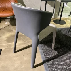 Armlehnstuhl Hola Rücken Leder Anilin Grafite Anthrazit Vorne Stoff Trio 2 Panorama Grau