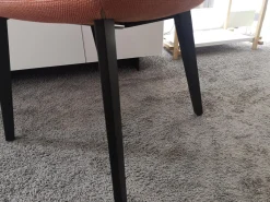 Armlehnstuhl Jalis Stoff 10071 Grapefruit Orange Rot Gestell Eiche Massiv Dunkel Lackiert Mit Kunststoffgleitern