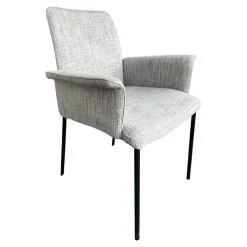 Armlehnstuhl Jaro 200 Bezug Stoff Sama 092 Argento Grau Gestell Edelstahlrohr Schwarz Pulverbeschichtet