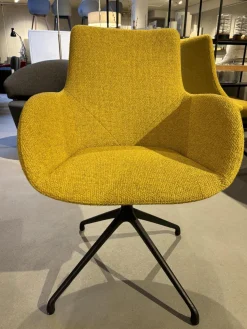 Armlehnstuhl Jona Stoff Brera U 3280 Gelb Gestell Fußkreuz Schwarz Drehbar