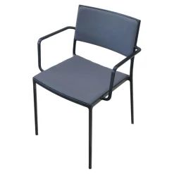 Armlehnstuhl Less Stoff Sunbrella Grau Gestell Aluminium Lava Grau