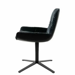 Armlehnstuhl Leya Low Innen Stoff Harald 3 182 Dunkelblau Außen Leder Opium