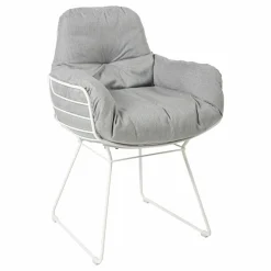 Armlehnstuhl Leyasol High Outdoor Uni Stoff Sunbrella Nattè Grey Chinè Grau Drahtgestell Verkehrsweiss