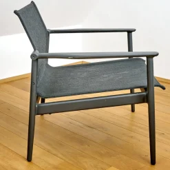 Armlehnstuhl Lounge Chair 180 Bezug Sling Anthrazit Aluminiumgestell Meteor Anthrazit Pulverbeschichtet